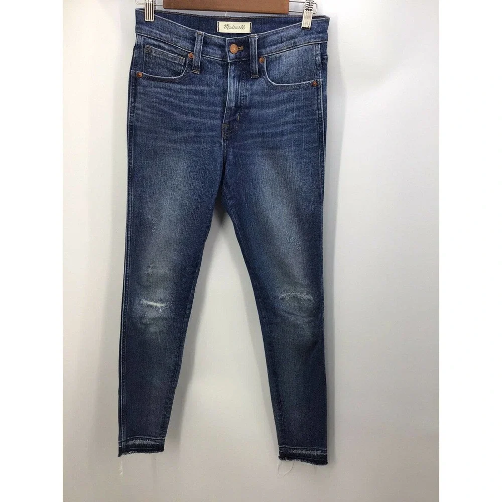 Madewell Distressed High Rise Skinny Raw Hem Jeans - Picture 8 of 10
